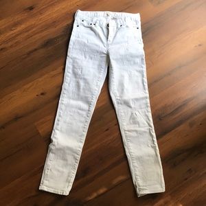 Jcrew Skinny ankle white distressed jeans